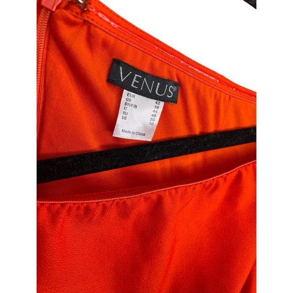 Venus Orange Off Shoulder Dress Womens Size 10 Bell Sleeve Party Cocktail Bright - Picture 4 of 4